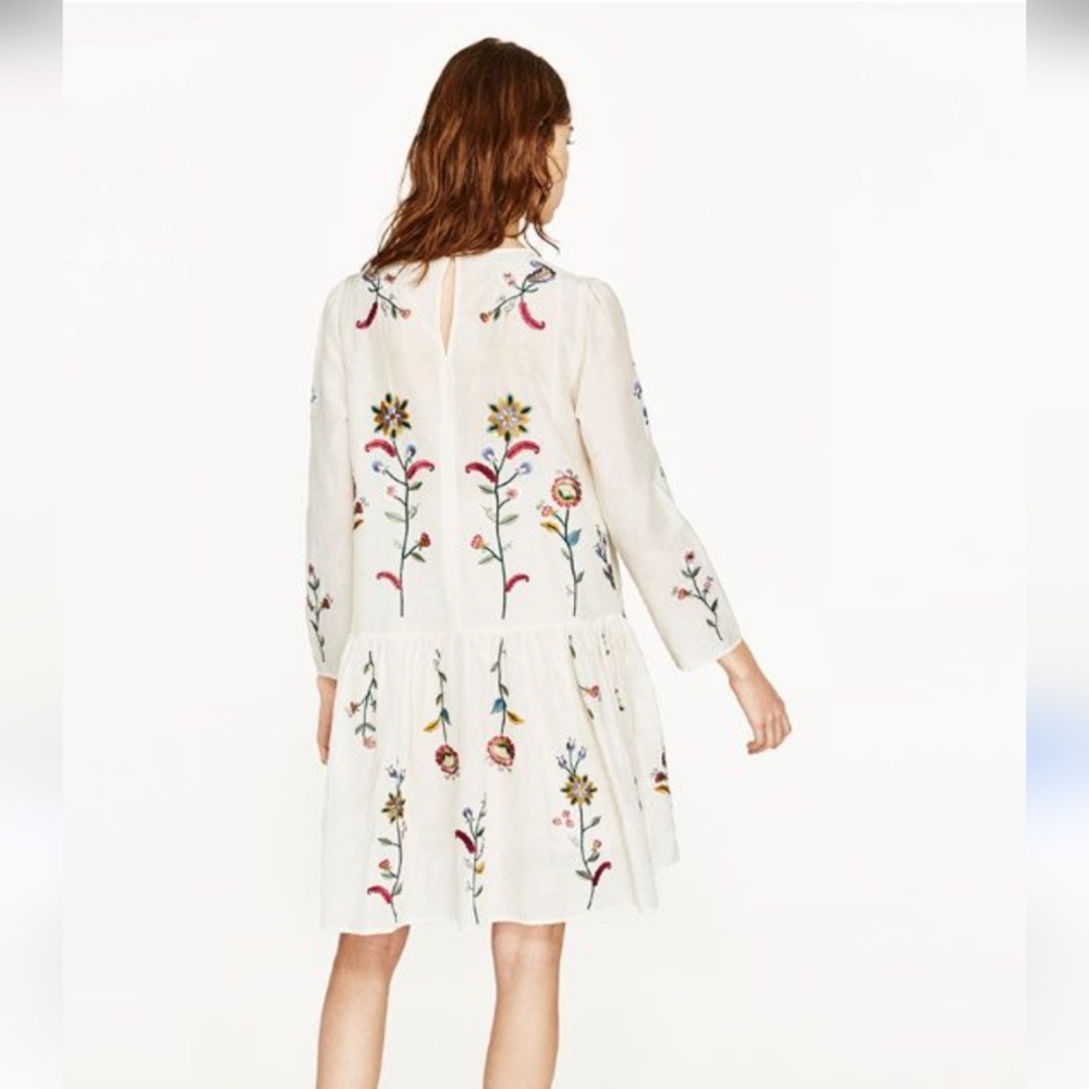 Zara mulberry silk embroidered dress - Picture 3 of 9